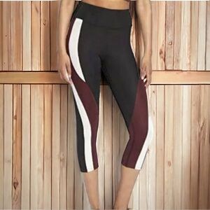 Aurique Color‎ Block Capri Sport Leggings, Size Small